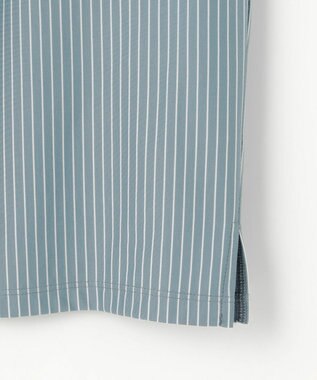 J.PRESS LADIES ストライプジャージー モックネック カットソー グレイッシュグリーン系