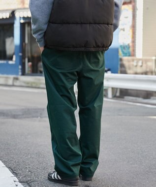 WEGO 【ウエストゴム/SMLサイズ展開/ユニセックス着用ITEM】チノイージーストレートパンツ ダークグリーン