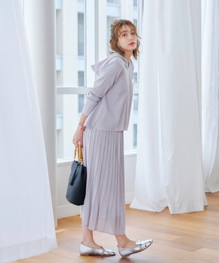 Tiaclasse 【洗える/ウエストゴム】 ジョーゼットプリーツスカート グレー