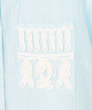 23区 【先行予約】LIBECOリネン ポケット刺繍 クロップドシャツ スカイブルー系