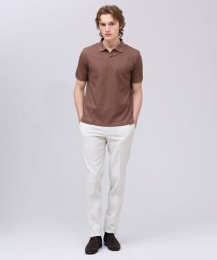 J.PRESS MEN ジャケットインの最適解【接触冷感 / 吸水速乾】【J.PRESS PREMIUM JERSEY】スキッパー ポロシャツ ブラウン系