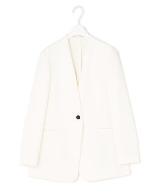 ICB 【洗える】トリプルクロスツイル ノーカラージャケット オフホワイト系