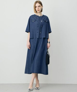 ICB L ナチュラルソフトデニム クロップドジャケット バイオデニム