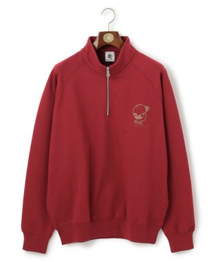 J.PRESS MEN 【AaronChang】【UNISEX】ワンポイントハーフジップ スウェットシャツ ワイン系