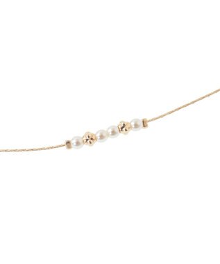 YECCA VECCA ステーションガラスMIXロングネックレス Gold