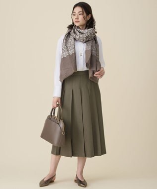 自由区 レースエンブロイダリー ストール モカ×ブロンズ