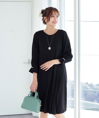 Tiaclasse 【GOLD LABEL・洗える】アシメプリーツポンチワンピース ブラック