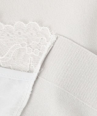 自由区 【洗える】クレープストレッチ バックレース ニット ライトグレー系