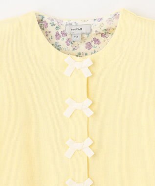 ANY KIDS スナップボタン リボン カーディガン ライトイエロー