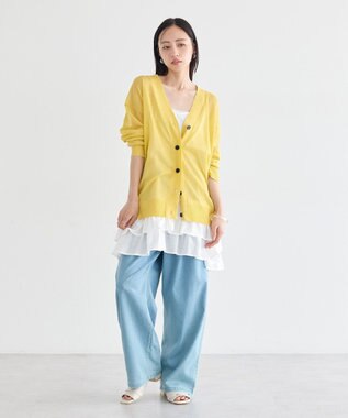 earth music&ecology シアーＶネックカーディガン Yellow