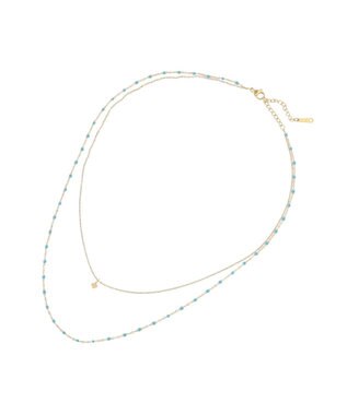 AMERICAN HOLIC 【ステンレス】プチトップカラーMIX2連ネックレス Blue