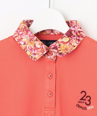 23区GOLF 【WOMEN】無地×プランティカプリント 半そでポロシャツ ピンク系