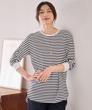 ANY リブポイントテールＴシャツ オフ×ブラック