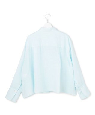 23区 【先行予約】LIBECOリネン ポケット刺繍 クロップドシャツ スカイブルー系