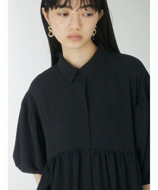 Green Parks ａ．衿付き切り替えワンピース Black