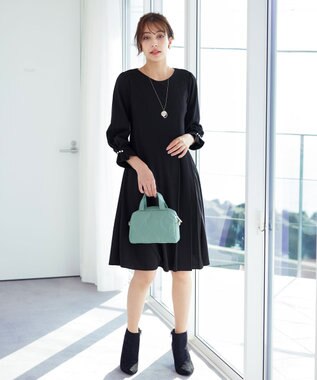 Tiaclasse 【GOLD LABEL・洗える】アシメプリーツポンチワンピース ブラック