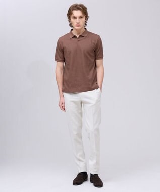 J.PRESS MEN ジャケットインの最適解【接触冷感 / 吸水速乾】【J.PRESS PREMIUM JERSEY】スキッパー ポロシャツ ブラウン系