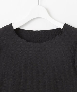 Feroux 【洗える】レーシージャガード カットソー ブラック系