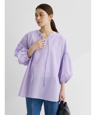 Green Parks 綿麻混紐付きデザインブラウス Light Purple