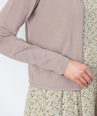 Tiaclasse 【洗える】長袖サマーニットカーディガン ピンクモカ