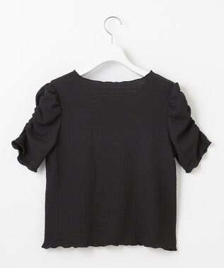 Feroux 【洗える】レーシージャガード カットソー ブラック系