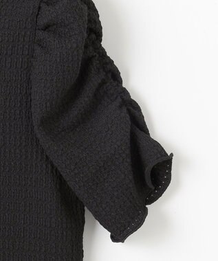 Feroux 【洗える】レーシージャガード カットソー ブラック系