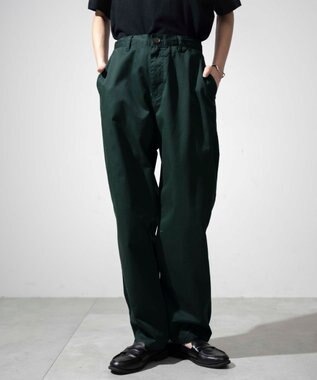 WEGO 【ユニセックス着用ITEM/ウエストゴム/手洗い可】チノイージーワイドパンツ ダークグリーン