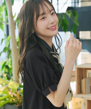 Tiaclasse 【おのののかさん着用】「サマケア」パフスリーブAラインワンピース ブラック