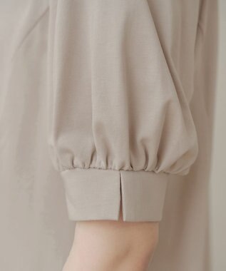Tiaclasse 【おのののかさん着用】「サマケア」パフスリーブAラインワンピース グレージュ