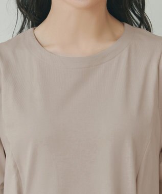 Tiaclasse 【おのののかさん着用】「サマケア」パフスリーブAラインワンピース グレージュ