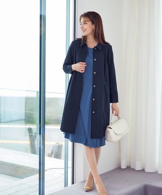 Tiaclasse 【GOLD LABEL・洗える】アシメプリーツポンチワンピース ブルー