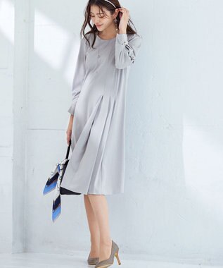 Tiaclasse 【GOLD LABEL・洗える】アシメプリーツポンチワンピース グレー