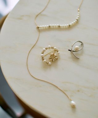 ANY SIS ジュエルラインパール調 ブローチ シルバー