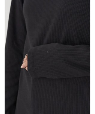 earth music&ecology チェーンリブクルーネックプルオーバー Black