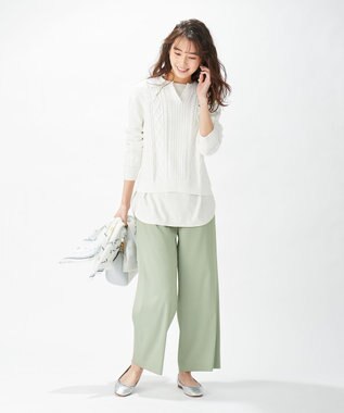 J.PRESS LADIES 【洗える】T／Rアルデンテツイル パンツ スモーキーグリーン系