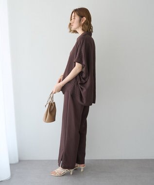 YECCA VECCA ストライプ柄シャツ Brown