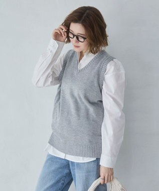 WEGO 【2026春夏】ベーシックニットベスト 杢グレー