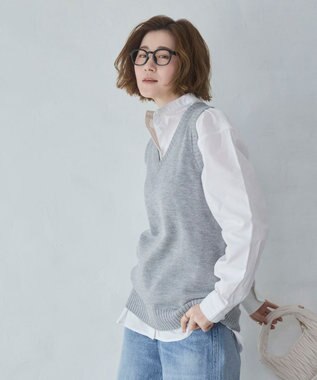 WEGO 【2026春夏】ベーシックニットベスト 杢グレー