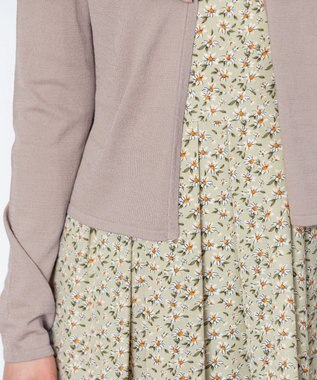 Tiaclasse L 【洗える】長袖サマーニットカーディガン ピンクモカ