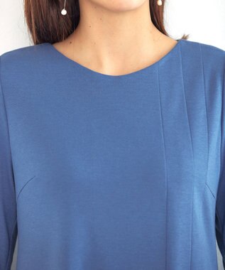 Tiaclasse 【GOLD LABEL・洗える】アシメプリーツポンチワンピース ブルー