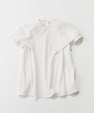 組曲 L サッカーストレッチ 襟付きブラウス アイボリー系