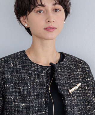 23区 パール ライン ブローチ アイボリー系