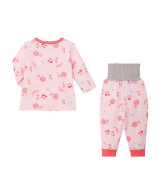 MIKI HOUSE HOT BISCUITS 【80-120cm】 リゾートキャビット 腹巻き付き タック天竺素材 長袖パジャマ ピンク