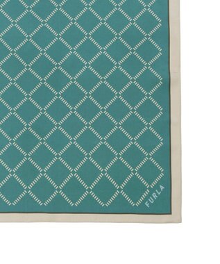 MOONBAT 【シルク100%】FURLA (フルラ) ダイアゴナルチェック 格子柄 シルクプリントスカーフ 58cm×58cm UV対策 手洗い可能 ビリジアン