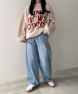 WEGO カーブラインバレルレッグデニムパンツ デニム淡色