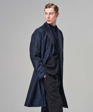 JOSEPH HOMME 【HIGH GRADE LINE】ドローイングプレイド ダブルブレストコート ネイビー系3