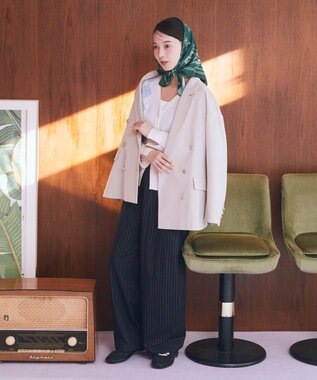 earth music&ecology ボタニカル柄スカーフ（70 ×70） Green