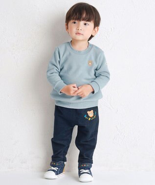 MIKI HOUSE HOT BISCUITS 【80-120cm】 パステルロゴ ストレッチパンツ 紺