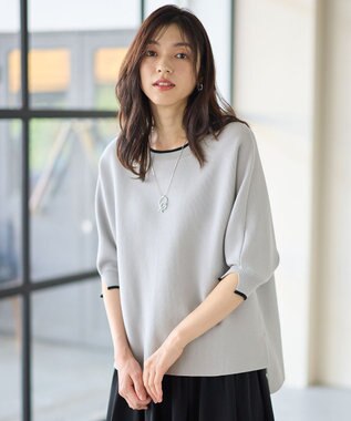 ANY 【2SET】バイカラーニット×布帛スカートセット ライトグレー×ブラック