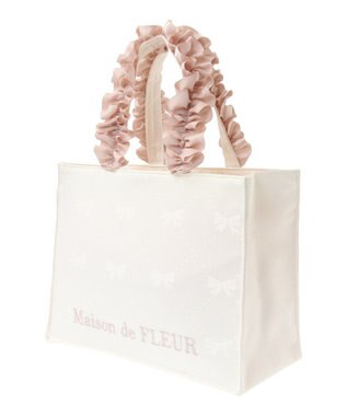 Maison de FLEUR リボン柄ジャカードスクエアトートSバッグ Ivory